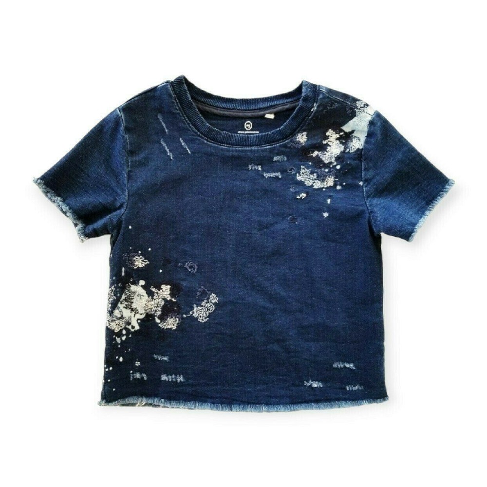 AG Adriano Goldschmied EUC Kids Small 7/8 Indigo Distressed Splatter